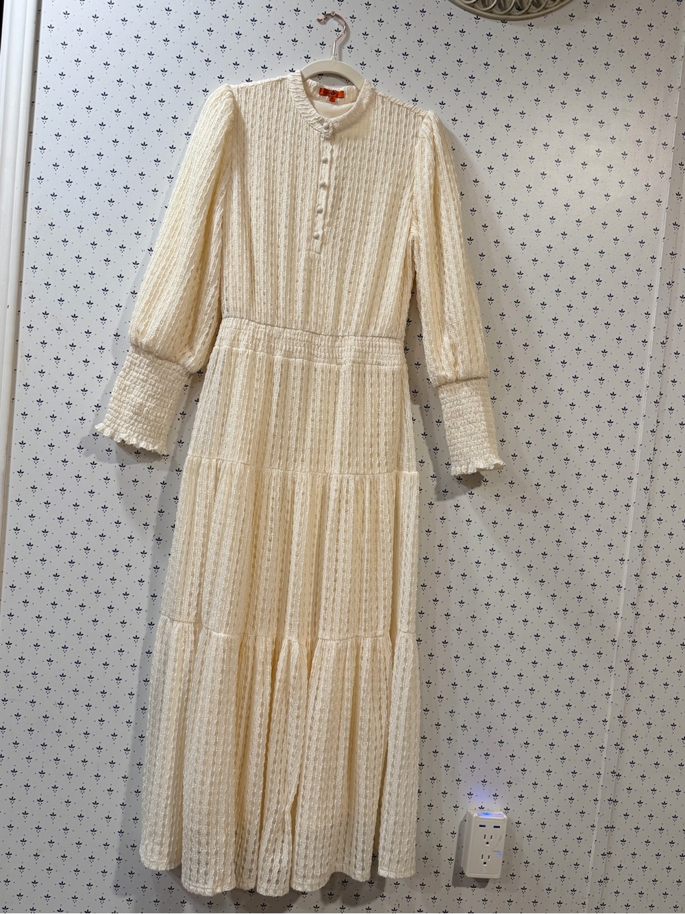 Maple & Cliff Cream Cottagecore Tiered Maxi Dress (Size M)